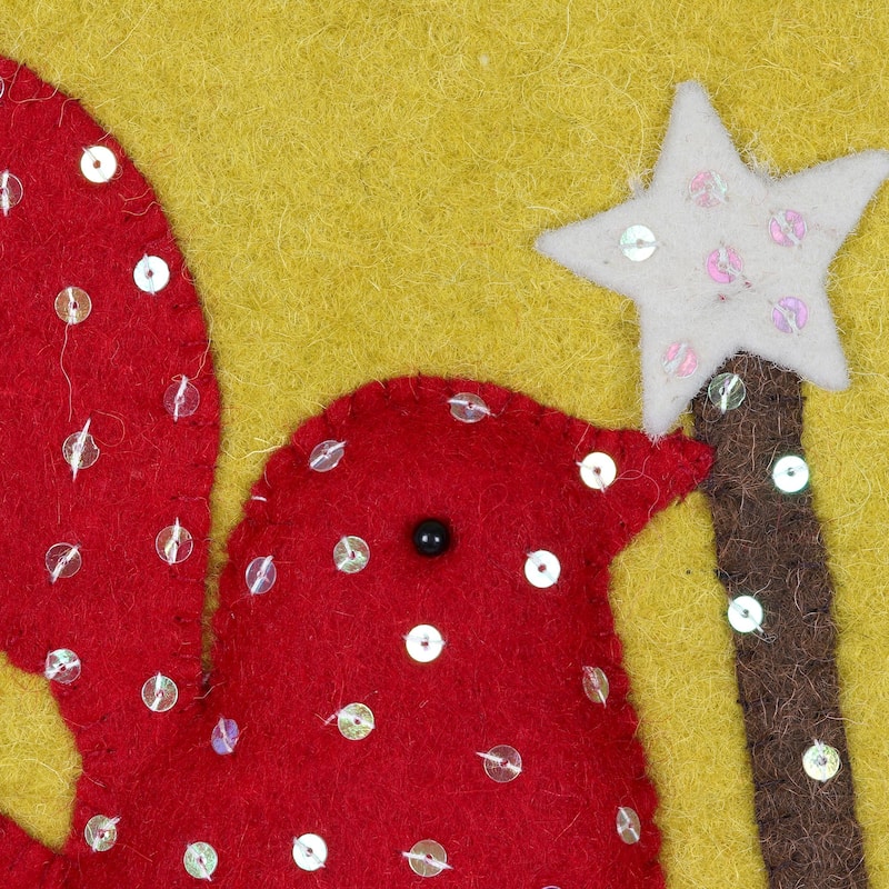 NOVICA Handmade Christmas Message Wool Christmas Stocking