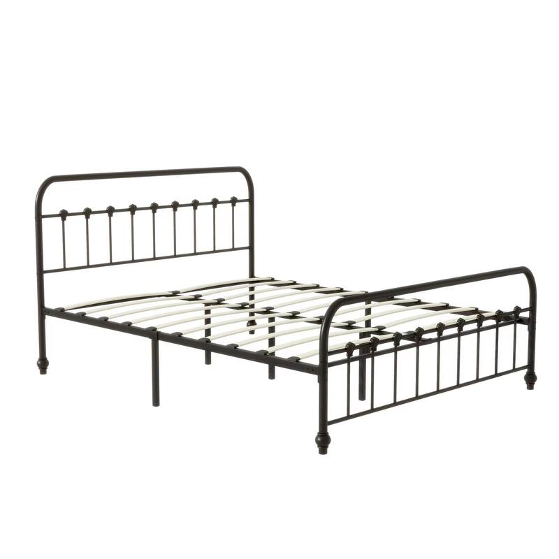 Metal Platform Bed Frame with Headboard and Footboard, Heavy Duty Slat Support/Underbed Storage Space, Vintage Style