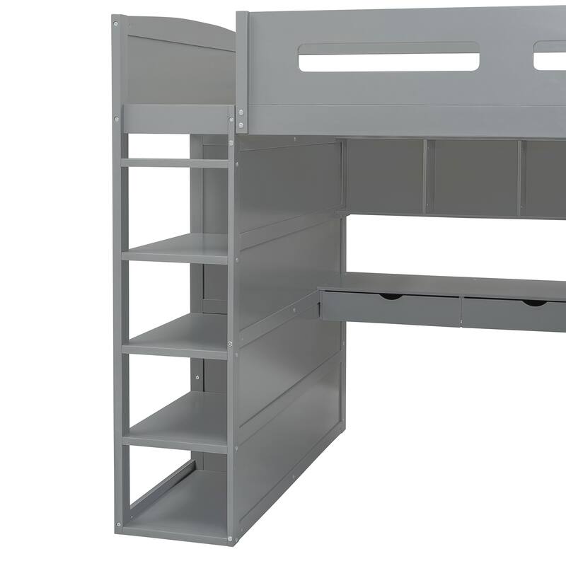 Multi-Functional Full Size Loft Bed with Built-In Desk, Wardrobe, and Ample Storage for Bedrooms
