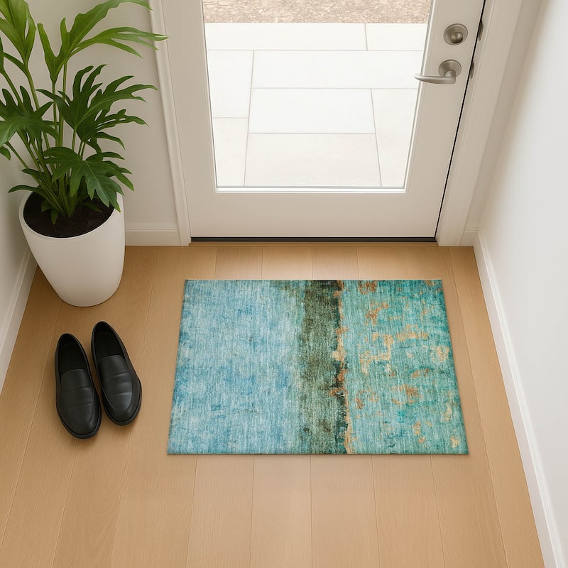 Premium Washable Super Soft Abstract Ombre Mayfield Rug - Teal - 1'8" x 2'6"