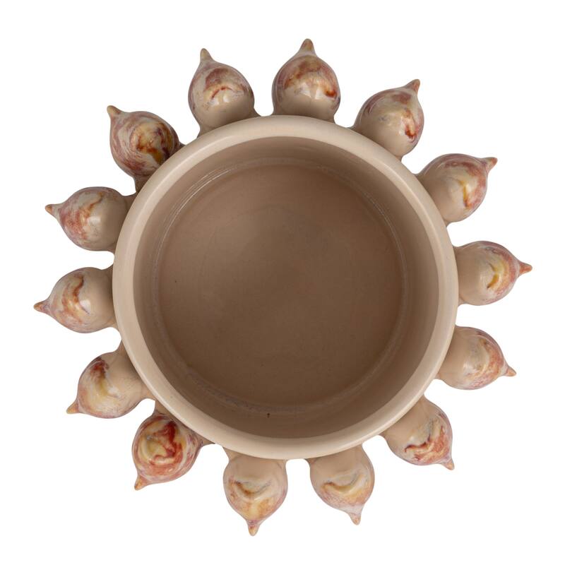 Stoneware Planter with 3D Fish and Reactive Glaze - 8.75"L x 8.75"W x 5.5"H