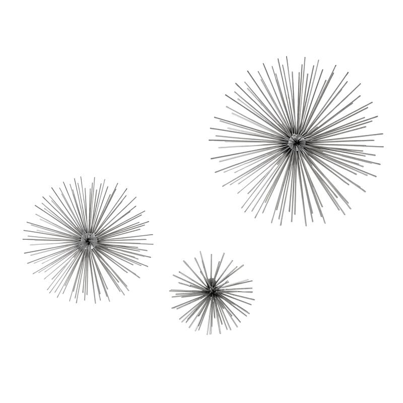 CosmoLiving by Cosmopolitan Metal 3D Starburst Wall Decor (Set of 3) - Silver, Gold, Black, Copper