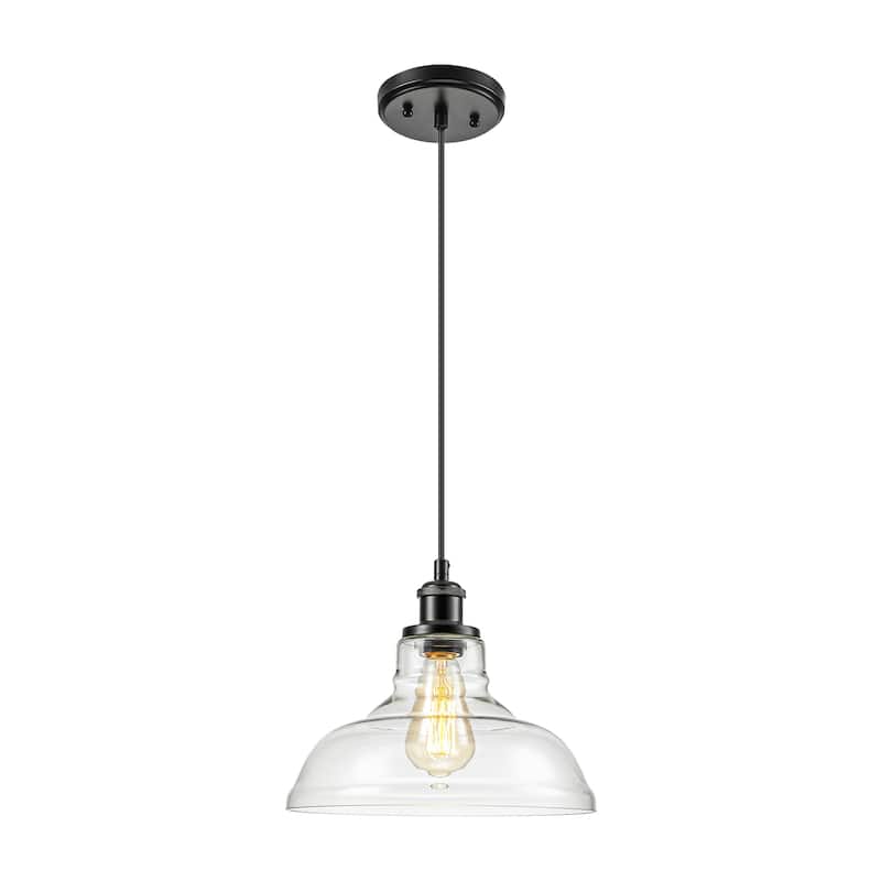 1/3-Light Industrial Modern Black Linear Clear Glass Pendant Light