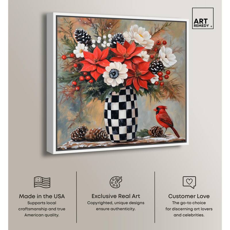 Checkerboard Vase Blooms II Canvas by Art Remedy