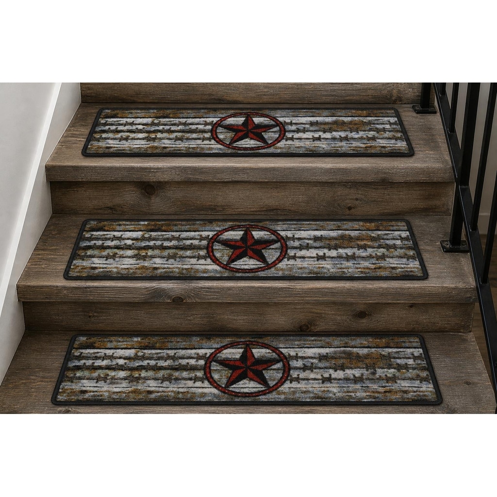 Cozy Cabin Barn Star Tread Non Skid Lodge Stair Treads 9"x30"