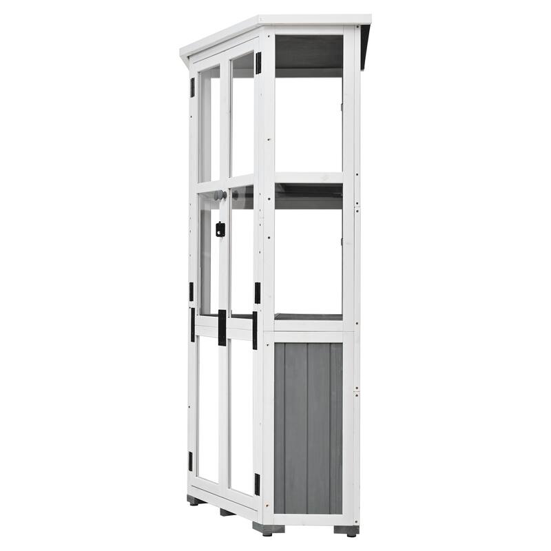 63'' H Mini Greenhouse Cold Frame Garden Wood Storage Cabinet Tool Storage Shed