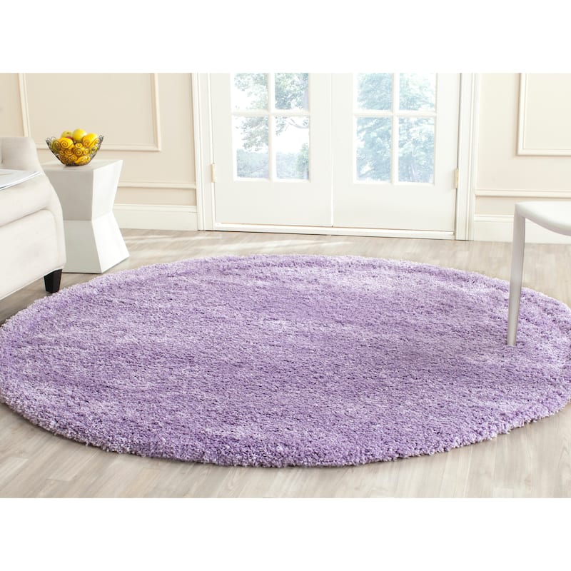 SAFAVIEH California Premium Shag Izat 2-inch Thick Area Rug - 6'7" Round - Lilac