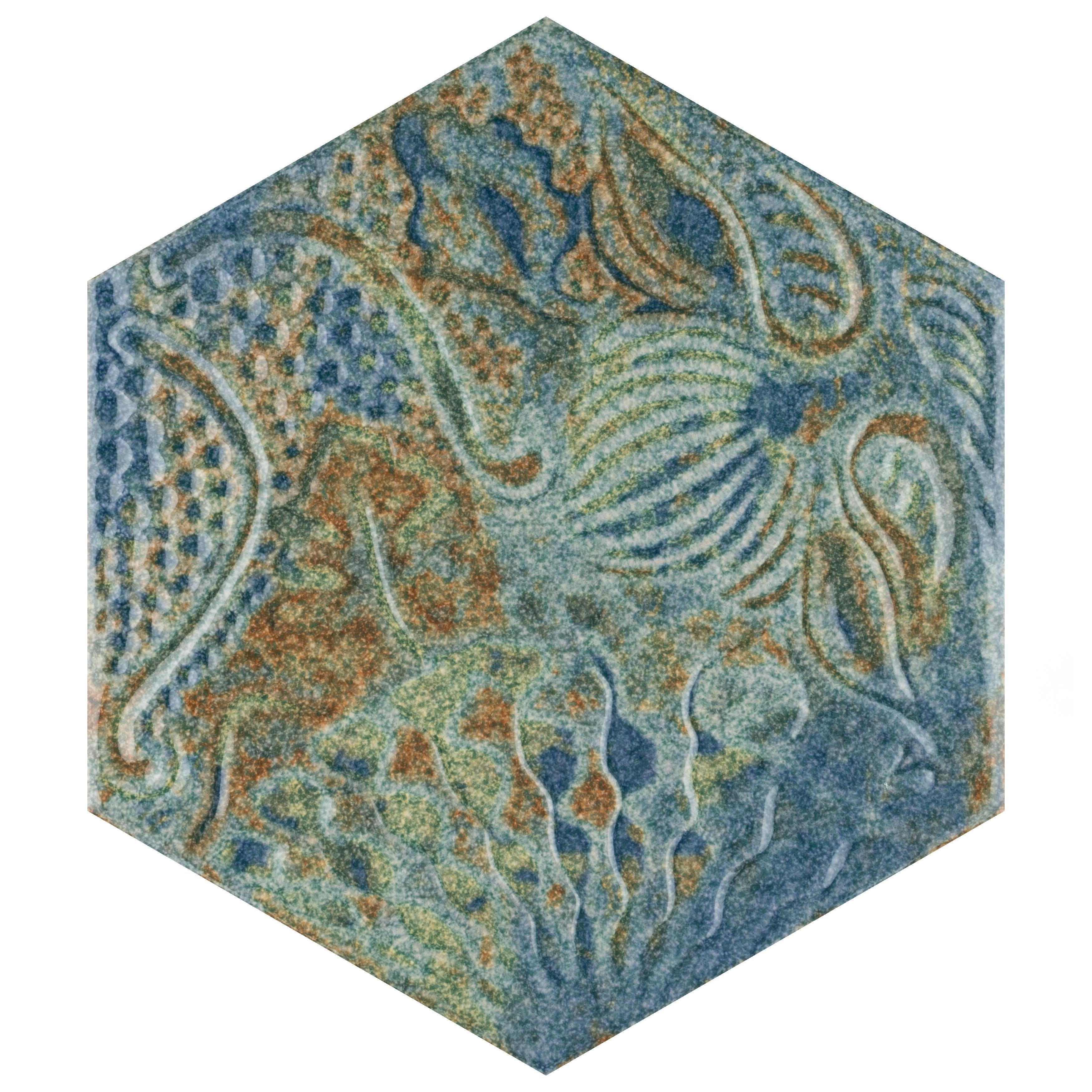 Merola Tile Gaudi React Hex Ocean 8-1/2" x 9-3/4" Porcelain Floor and Wall Tile