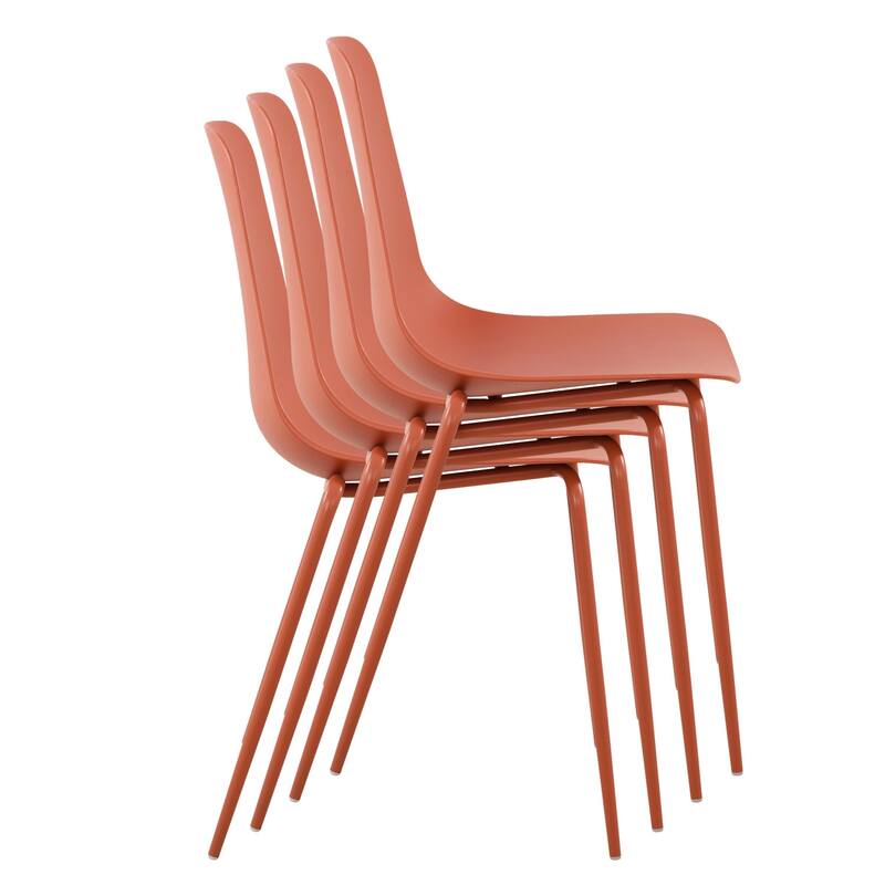 Poly & Bark Isla Stackable Dining Chair (Set of 4) - Coral Red