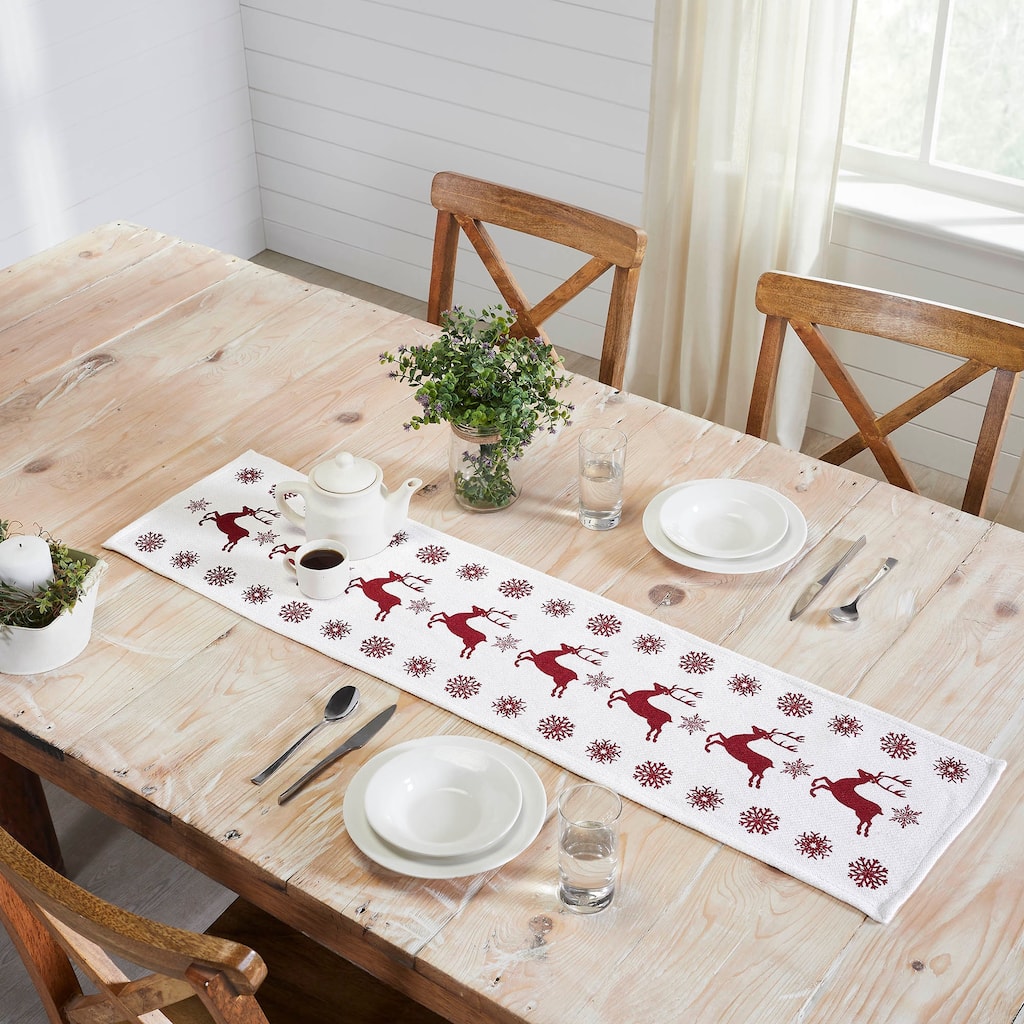Scandia Snowflake Red White Runner 12x36