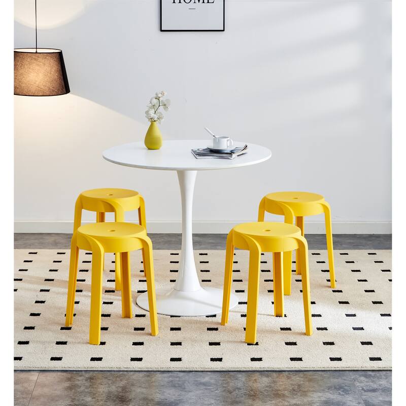 6 Pack Stackable Plastic Stools - Mustard