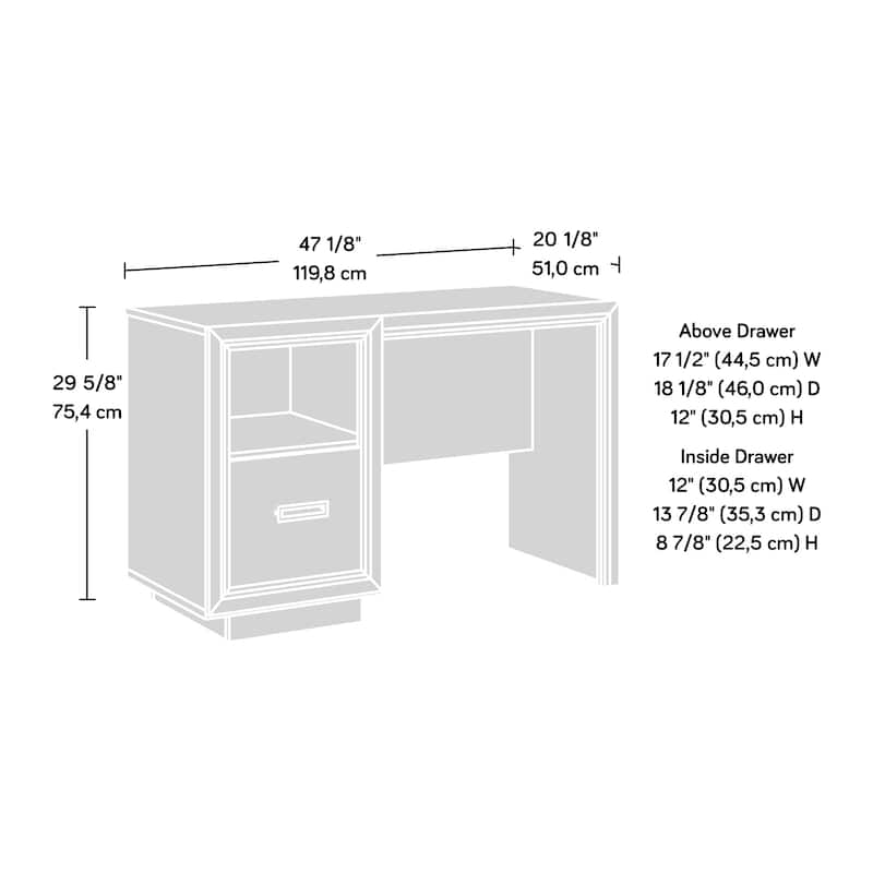 Wood Modern Desk with a File Drawer, Medium Gray