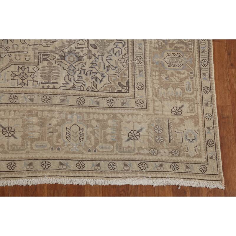 Geometric Tabriz Persian Vintage Area Rug Hand-Knotted Wool Carpet - 8'2"x 11'6"