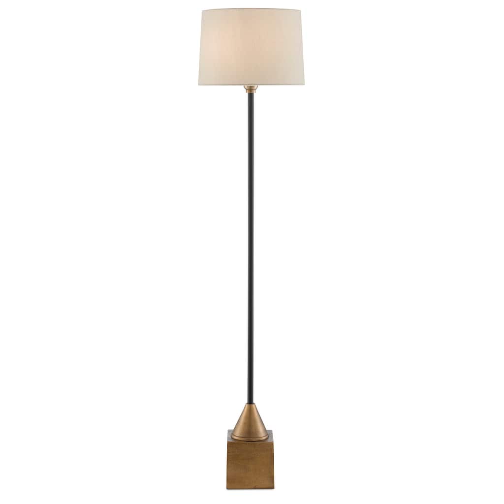 Currey & Company Keeler Brass Floor Lamp - 58.75"h x 13"w x 13"d