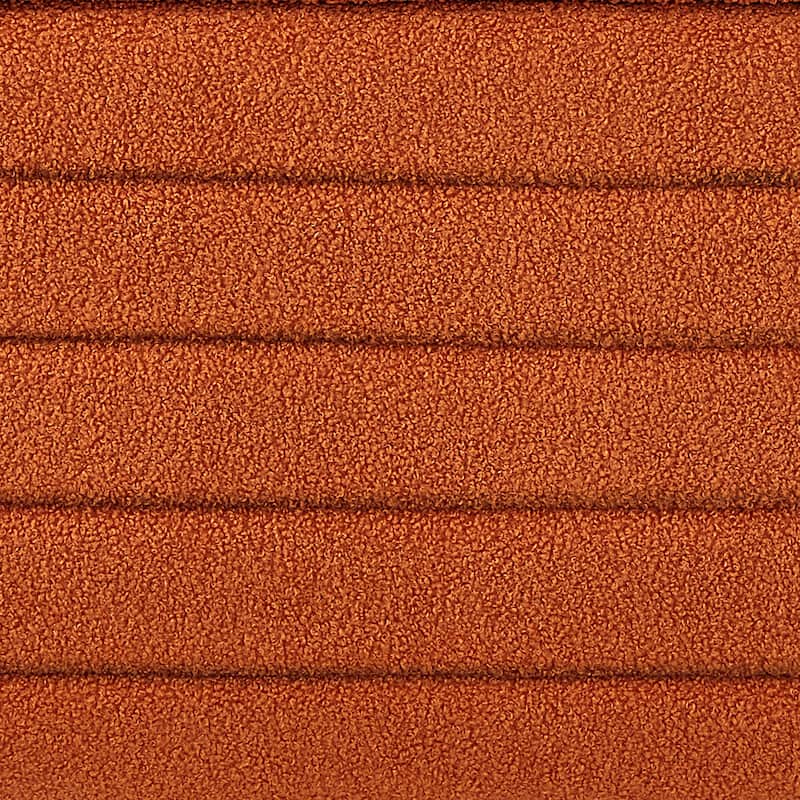 Modern Oval Storage Ottoman Bench Orange Boucle Teddy Fabric for Bedroom Living Room