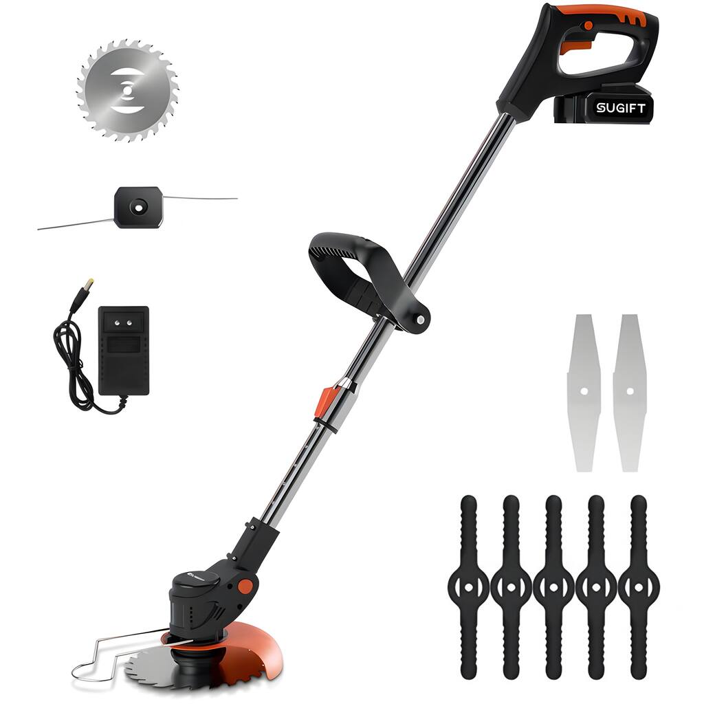 Cordless String Weed Tiller Cultivator, Trimmer & Edger with Battery and Charger