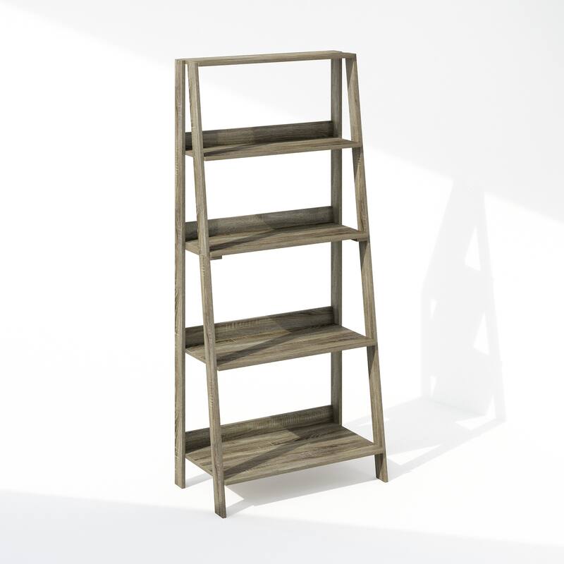 53.54 in. Tall Gray Oak Wood 5-Shelf Bookcase