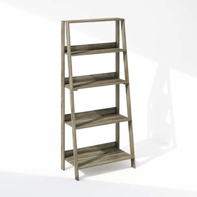 53.54 in. Tall Gray Oak Wood 5-Shelf Bookcase