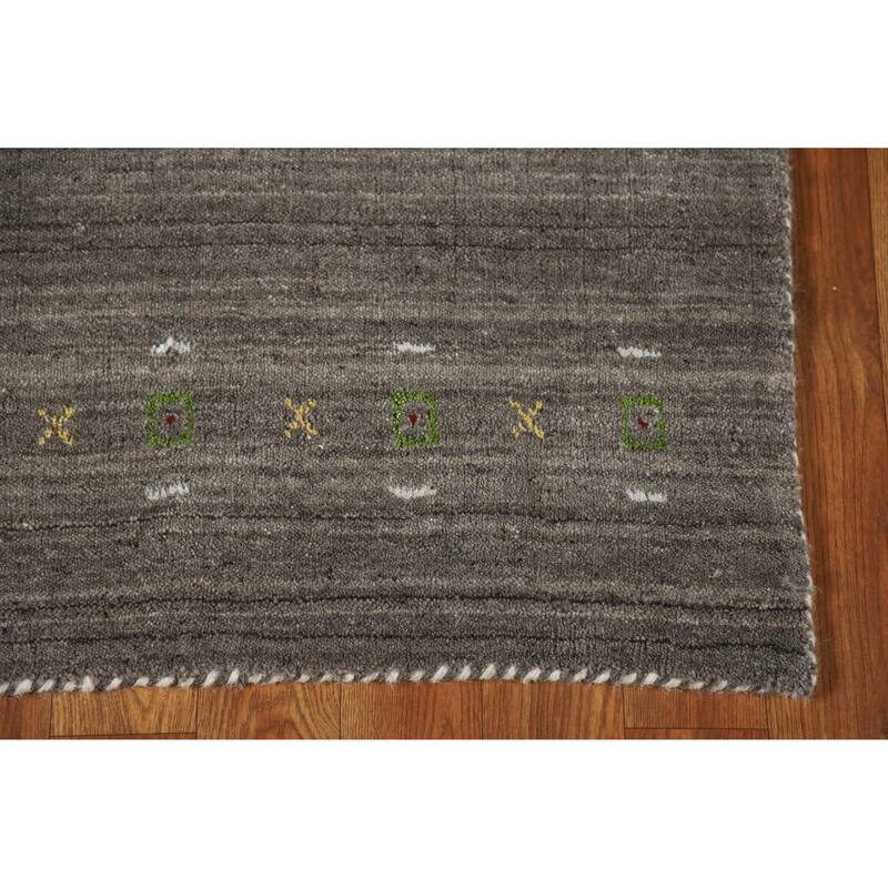 Gray Tribal Gabbeh Indian Runner Rug Handmade Wool Carpet - 2'6" x 9'6"