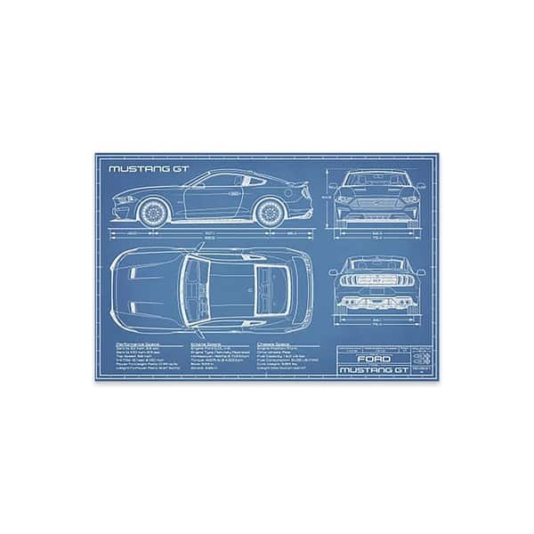 Mustang GT (2018-2020) Blueprint Print On Acrylic Glass by Action ...