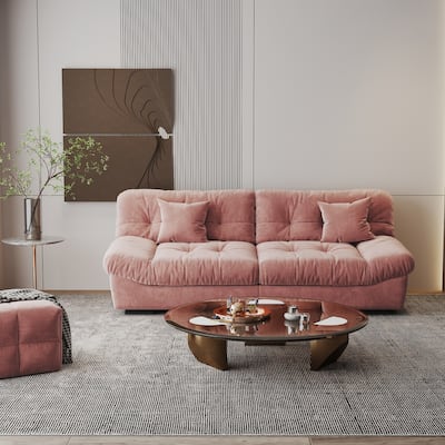 Modern Sanded Velvet Cloud Loveseat Sofa Sectional Couch for Living Room