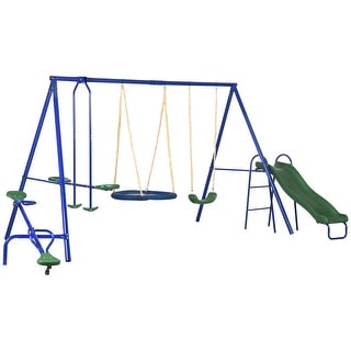 Swing Set 5 in 1 Heavy-Duty A-Frame Stand Outdoor Playset