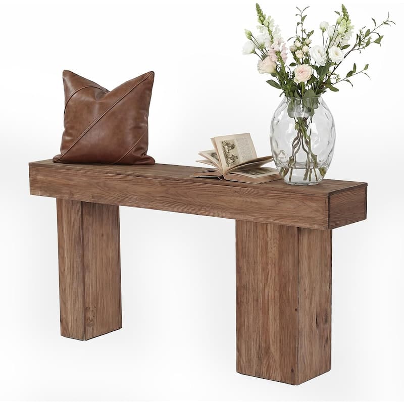 63-Inch Solid Wood Console Table with Artistic Legs, Farmhouse Sofa Table Behind Couch for Entryway, Living Room, Hallway, Foyer