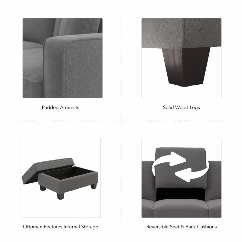 Bush Furniture Stockton Living Room Accent Chair with Ottoman Set