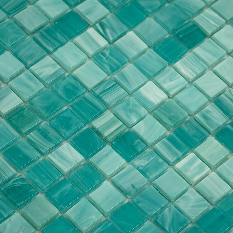 Apollo tile 12" x 12" Skosh Glossy Aqua Green Glass Tile (18.69 sq ft/case) - 20 Pack