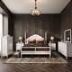 preview thumbnail 1 of 25, Roundhill Furniture Avellune 4-Piece Bedroom Set: Poster Bed with Dresser, Mirror, Chest, and 2 Nightstands, White Finish King