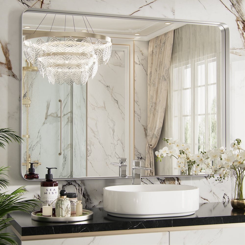 Contemporary Rounded Rectangle Metal Frame Wall Mirror