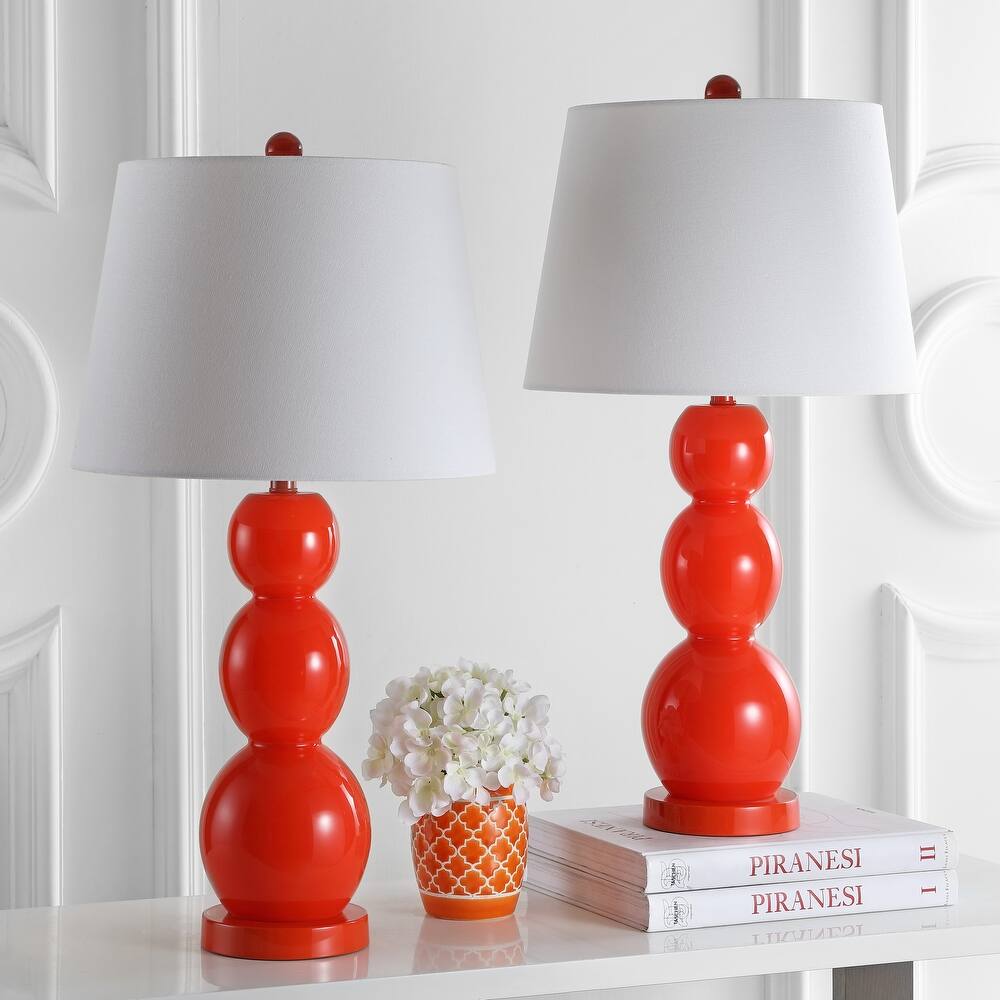 SAFAVIEH Lighting Natasha 28-inch Three Sphere Glass White Table Lamp (Set of 2) - 14"x14"x26.5" - 14Wx14Dx27H