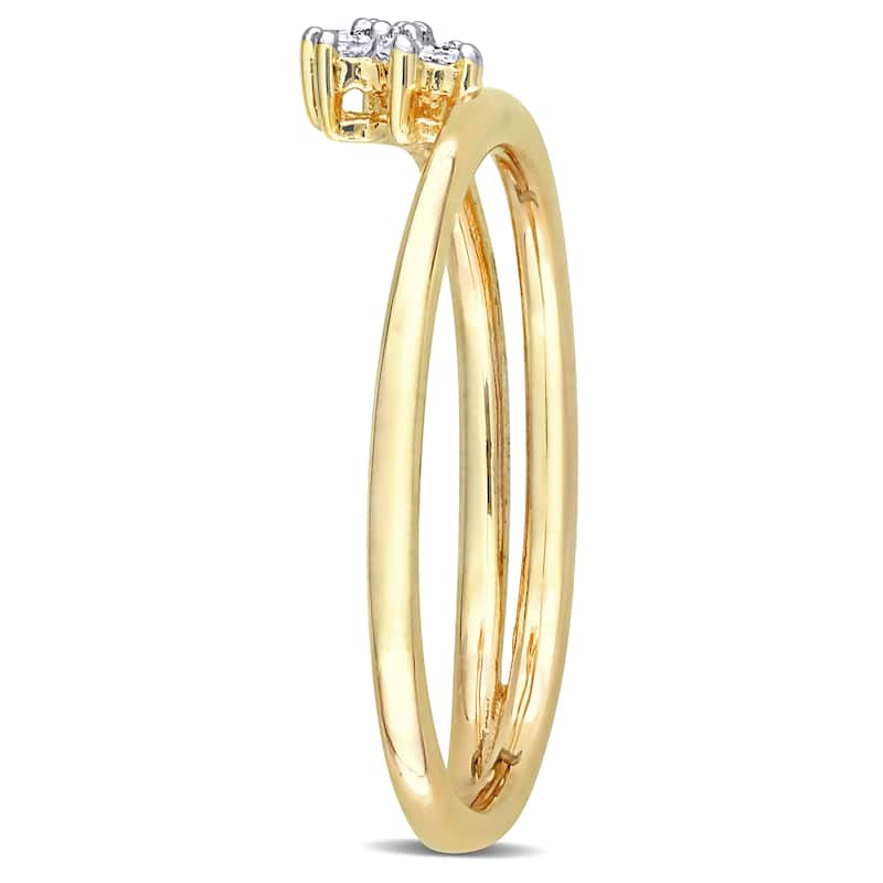 Miadora Diamond Accent Floral Promise Ring in Yellow Silver