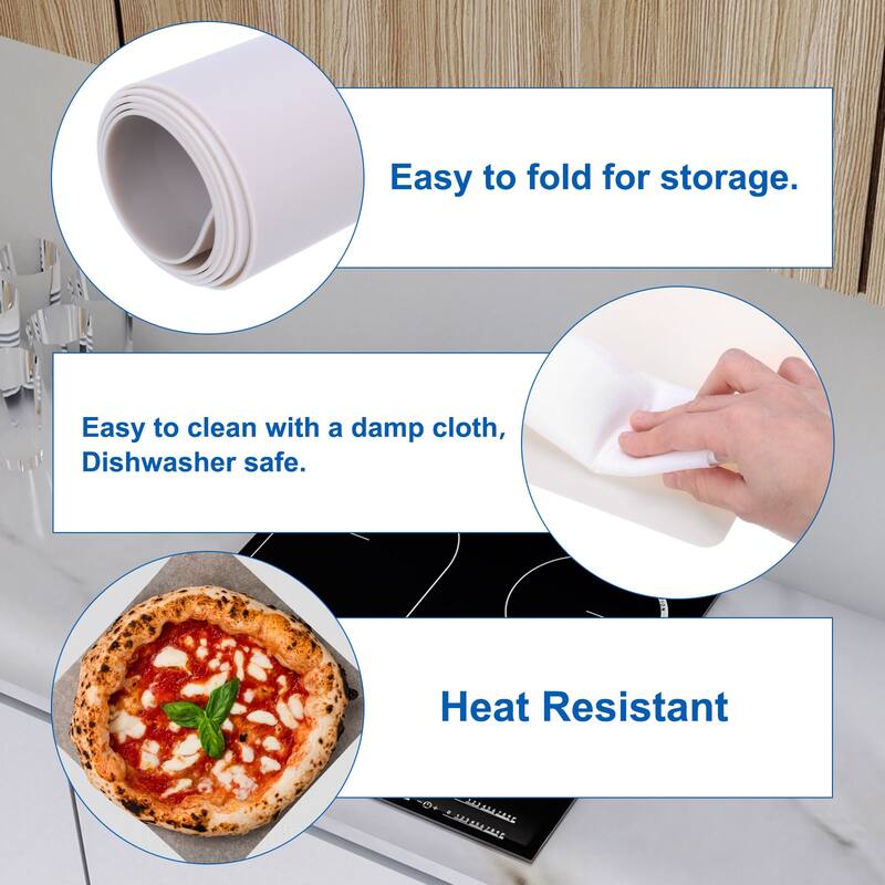 Silicone Mat Heat Resistant 28" x 20", Kitchen Counter Mat Waterproof - Beige Gray