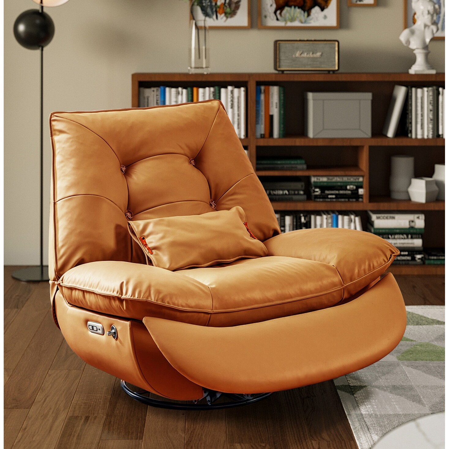 Smart Multifunction Electric Recliner Chair PU Leather Swivel Recliners with USB Rechargeable