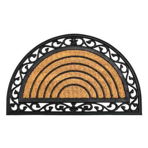 RugSmith Natural Black Moulded Rubber Coir Half-round Irongate Doormat, 18" x 30" - 18" x 30"