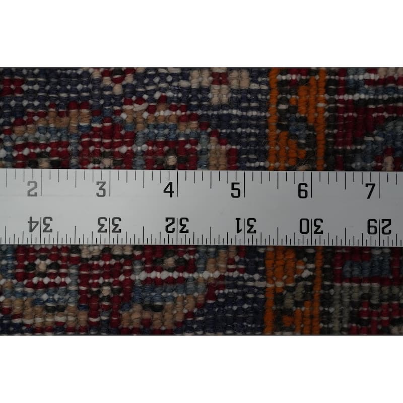 Hand Knotted Oriental 100% Wool Carpet Traditional Geometric Red Tabriz Runner Rug - 13' 7'' X 3' 8''