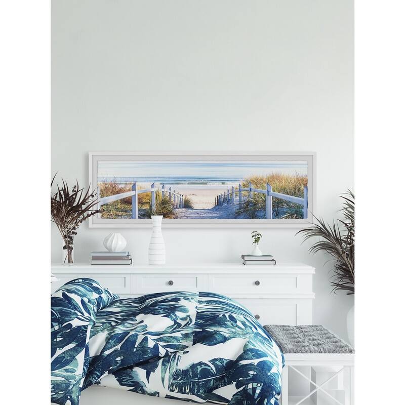 Coastal Beach Path Framed Painting Print - Home Decor Wall Art