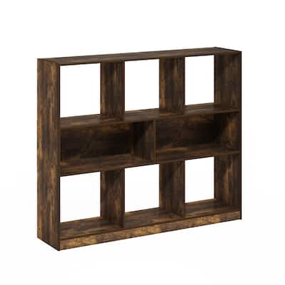 Furinno Daly 8-Cube Horizontal 3 Tier Bookcase, Bookshelf, Storage Organizer, 47 Width, Amber Pine