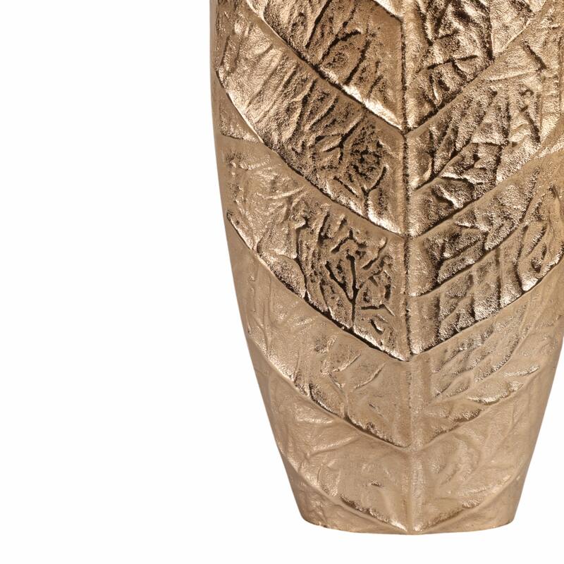 Metal Sleek Leaf Vase - Gold