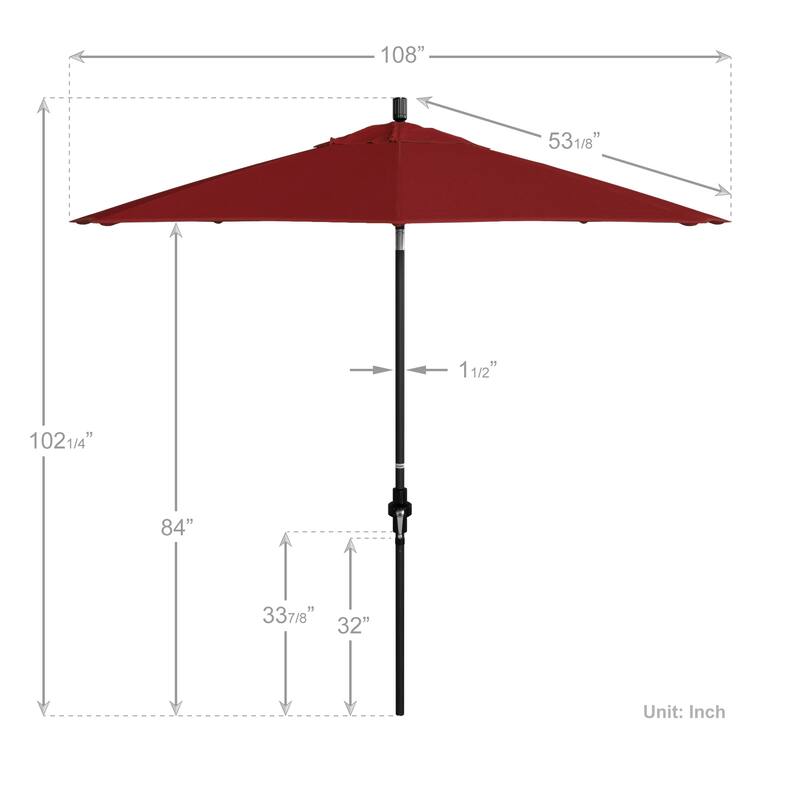 California Umbrella 9' Rd. Aluminum Patio Umbrella, Deluxe Crank Lift with Collar Tilt, Black Frame Finish, Pacifica Fabric