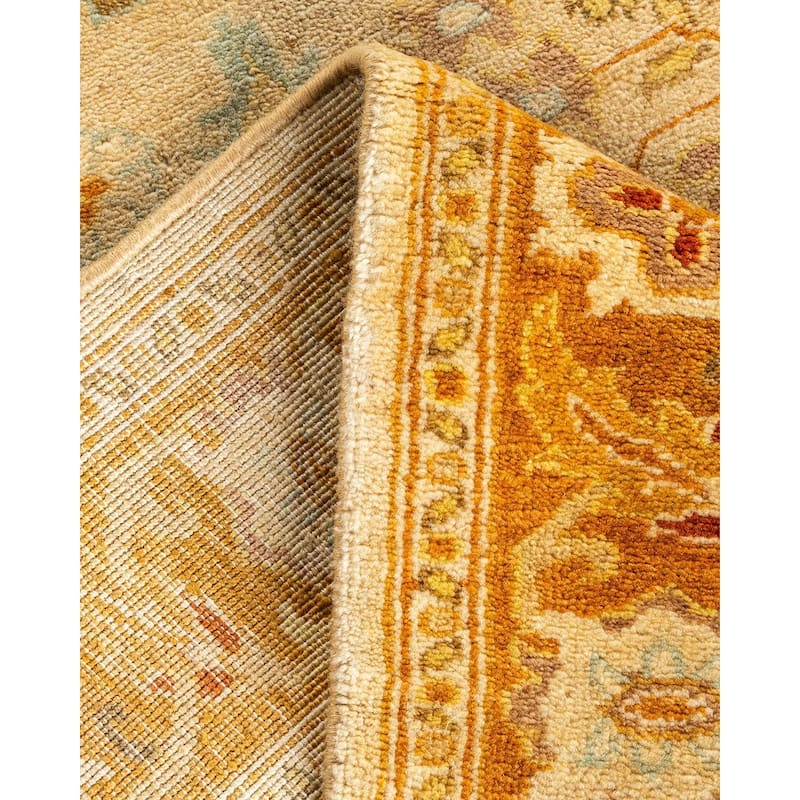 Overton Hand Knotted Wool Vintage Inspired Traditional Ottoman Ivory Runner Rug - 2' 7" x 13' 10"
