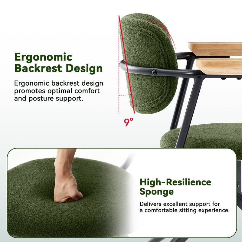 Modern Upholstered Swivel Chair With Solid Wood Arms And Metal Frame