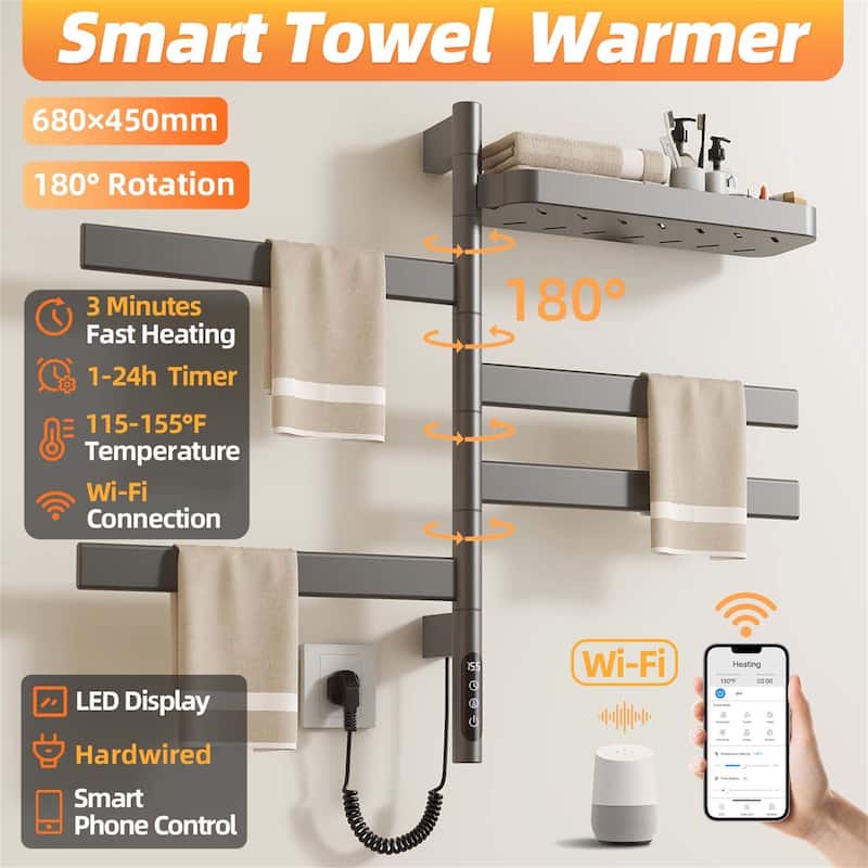 Wall-Mounted Electric Towel Dryer with Swivel Bars