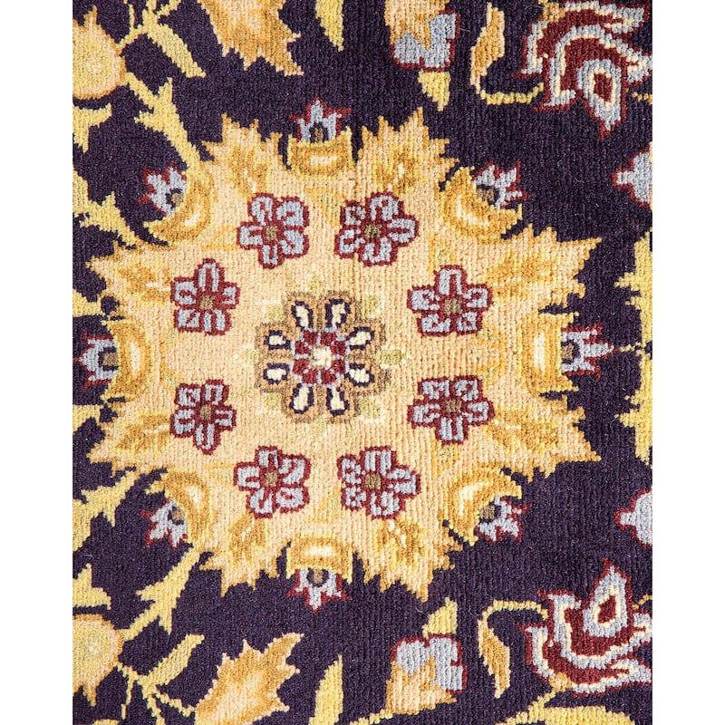 Overton Hand Knotted Wool Vintage Inspired Traditional Mogul Purple Area Rug - 8' 0" x 10' 7"