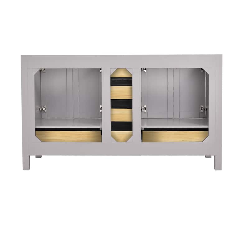 StarrySky 60 inch Undermount Double Sink Bathroom Vanity with Engineered Carrara Marble Top