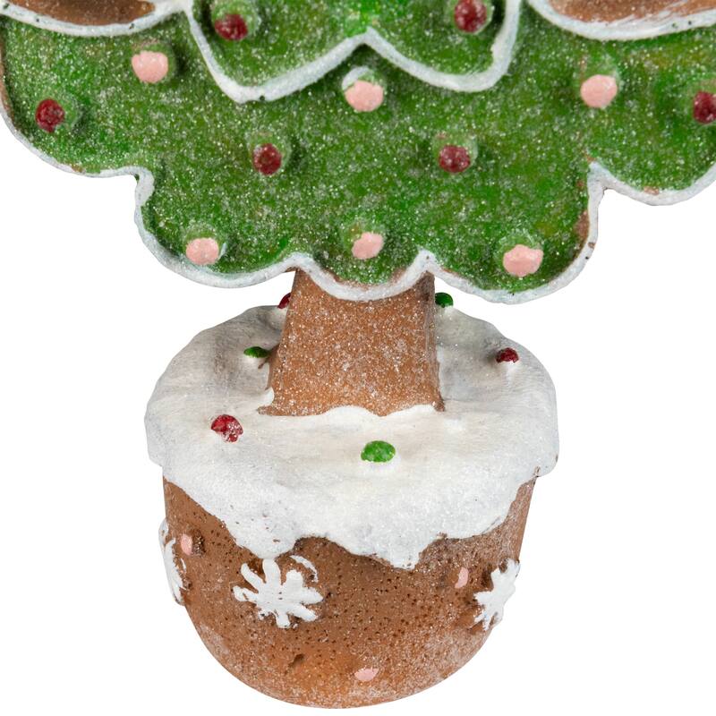 Gingerbread Cookie Christmas Tree with Bow Decoration - 8"