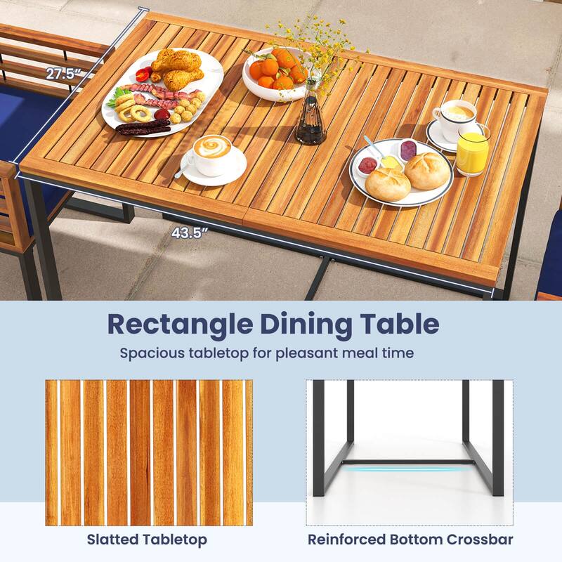 Costway 4-Person Acacia Wood Patio Dining Table with Metal Frame for - See Details