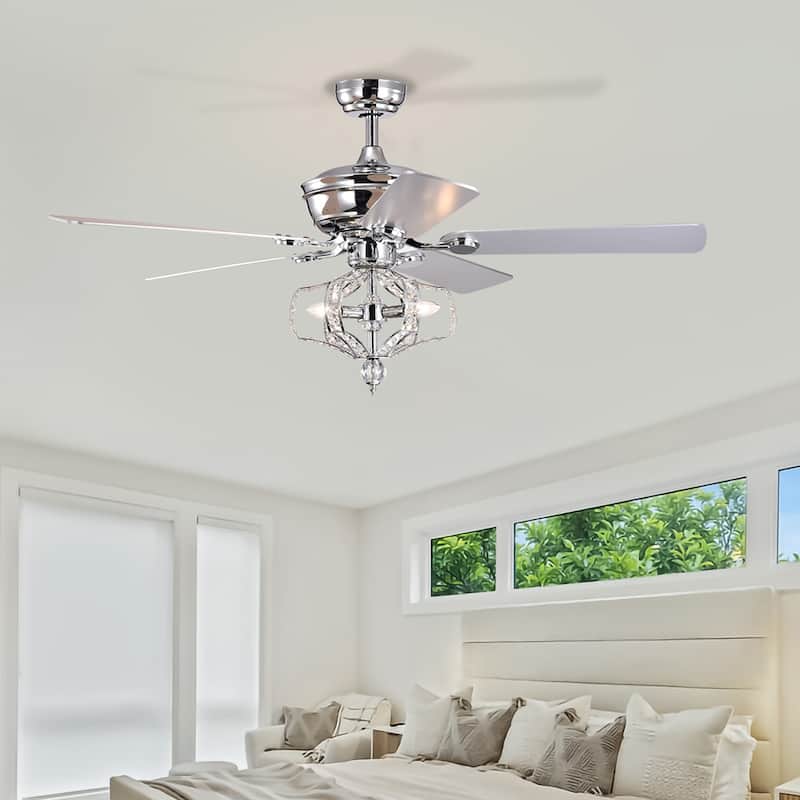 Crystal Ceiling Fan with Lights - Chrome