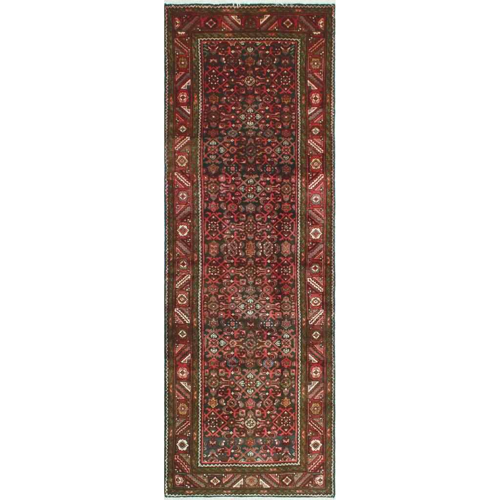 Noori Rug Fine Vintage Distressed Gael Charcoal/Red Runner - 3'4" x 10'3"